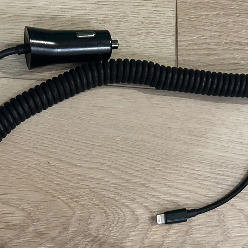 Black Car Charger with Lightning Connector IPhone IPad or IPod